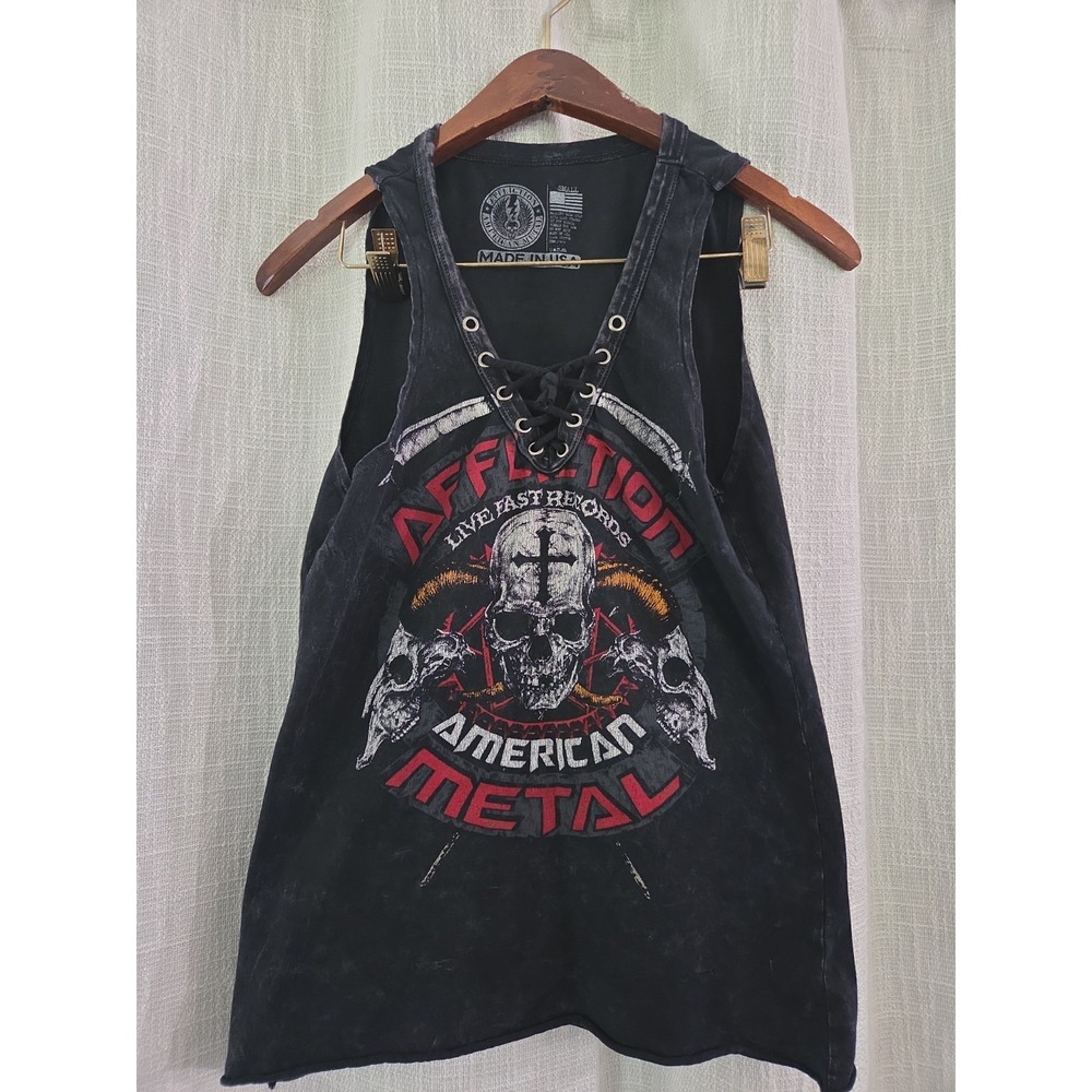 Vintage Affliction American Metal Tank Top Size Small Sleeveless Gothic Biker